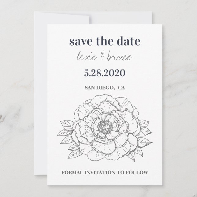 Gris floral Enregistrer la carte Date (Devant)