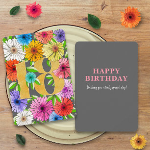 Gris Floral Personnalisé 18e carte d'anniversaire