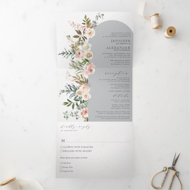 Gris floral rustique tout en un triple Mariage (Intérieur)