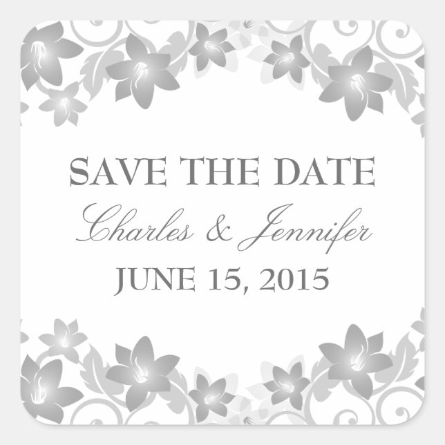 Gris floral simple Enregistrer Stickers Date (Devant)