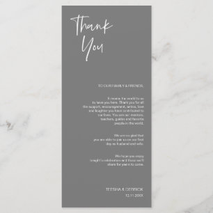 Gris foncé minimaliste, Carte de remerciements de