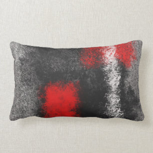Gris foncé rouge et blanc oreiller lombaire abstra