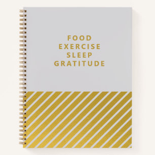 Gris Gold Foil Stripes Gratipe Journal