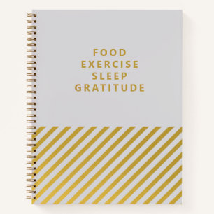 Gris Gold Stripes Minimaliste Journal de Gratitude
