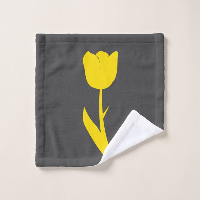 Gris Golden Yellow Tulip gris foncé Grosse florale (Gant de toilette)