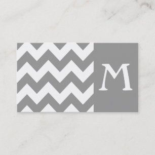 Gris Gras Chevron Monogram Carte de visite