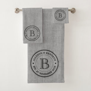 Gris Grège Logotype Monogramme Anniversaire Burlap
