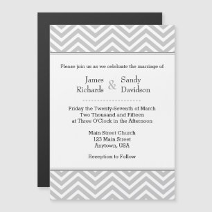 Gris Gris Chevron Faire-part de mariage magnétique