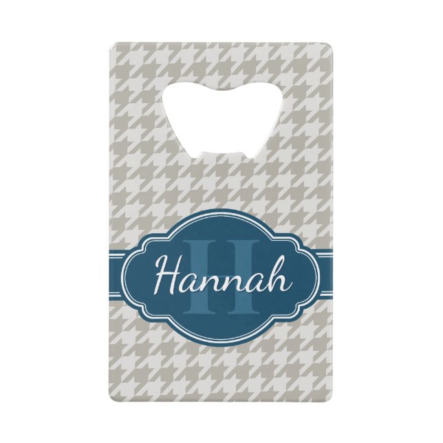 Gris Houndstooth Motif Marine Monogramme (Devant)