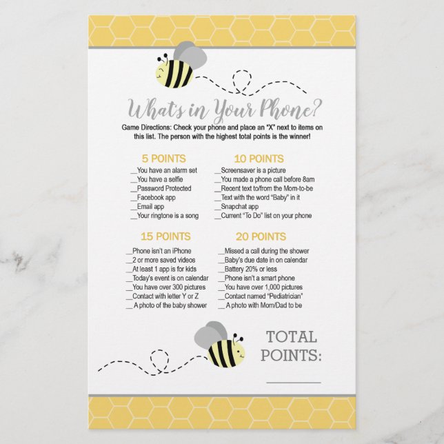 Gris Jaune Bumble Bee Ce qui est dans votre jeu de (Devant)