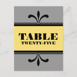 Gris/Jaune Fancy Art Déco Numéro de table Carte po