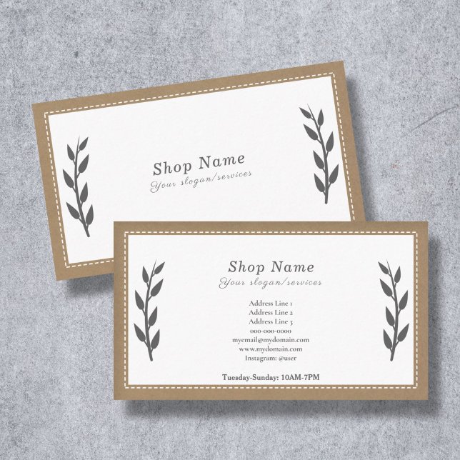 Gris, Kraft et Carte de visite rustique (Gray, Kraft & Rustic Business Card)