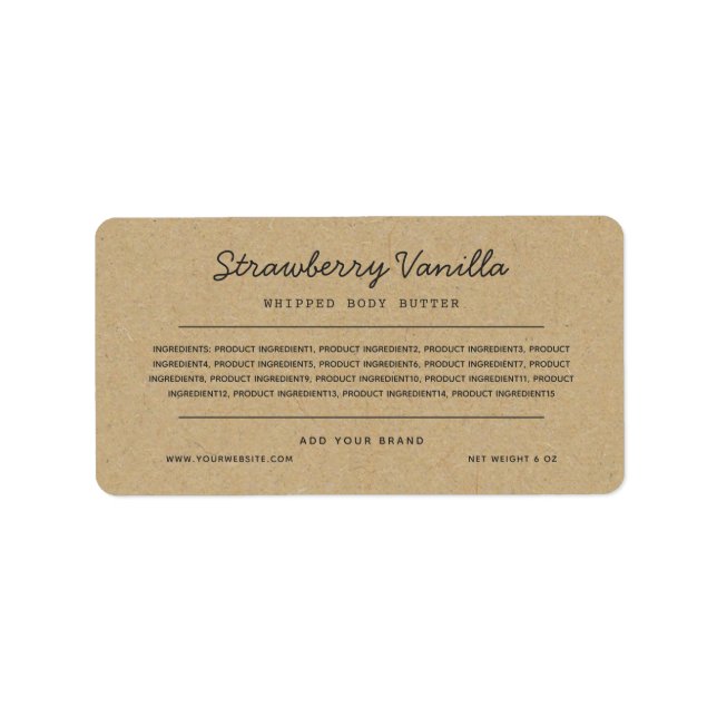 Gris Lignes de script Ingrédients Liste Étiquette  (Devant)