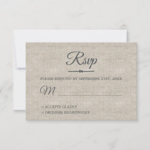 Gris Lin Chic Script Mariage Carte RSVP