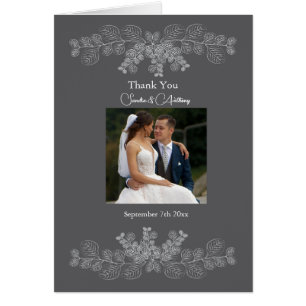 Gris Line Art Eucalyptus Mariage photo Merci