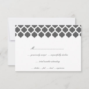 Gris Marocain Motif mariage fête RSVP Cartes