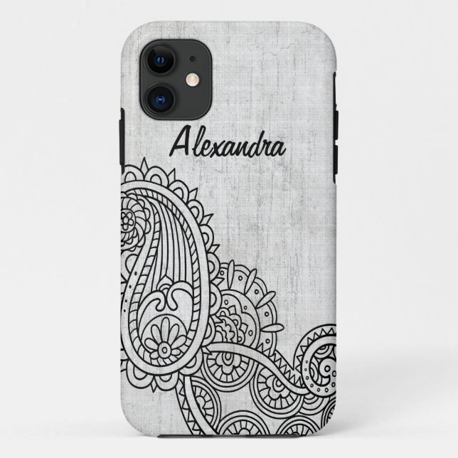 Gris Mehndi Motif BT iPhone 5 Coque (Dos)