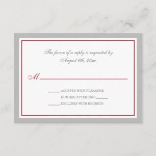 Gris & Merlot Rouge Mariage Réception RSVP Cartes