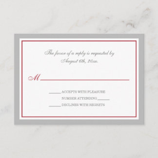 Gris & Merlot Rouge Mariage Réception RSVP Cartes