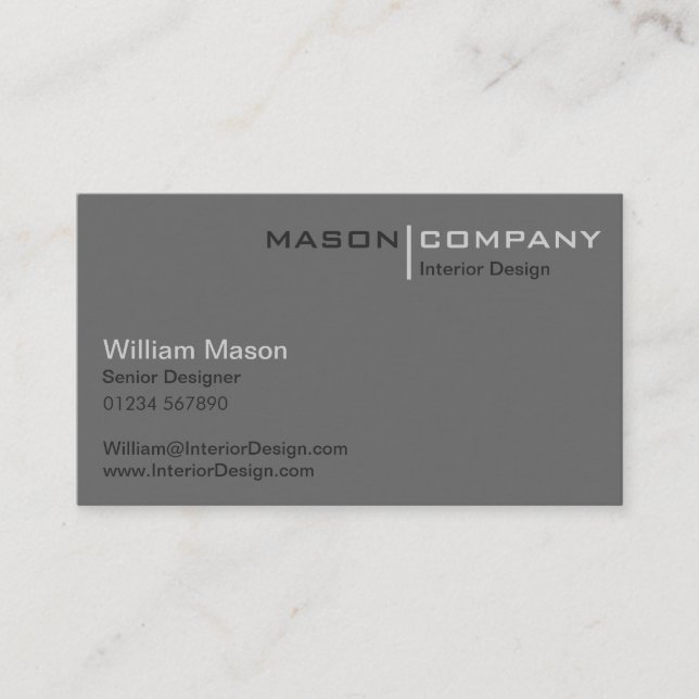 Gris minimaliste Carte de visite d'entreprise (Devant)