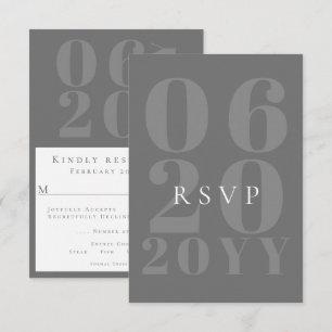 Gris minimaliste Gras Gras Type Mariage RSVP