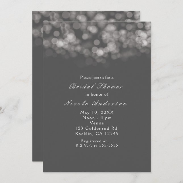 Gris Moderne Lumières Minimales Chic Invitations d (Devant / Derrière)