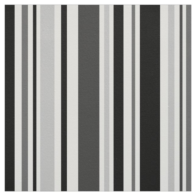 Gris moderne, noir, blanc barre le tissu (Échantillon)