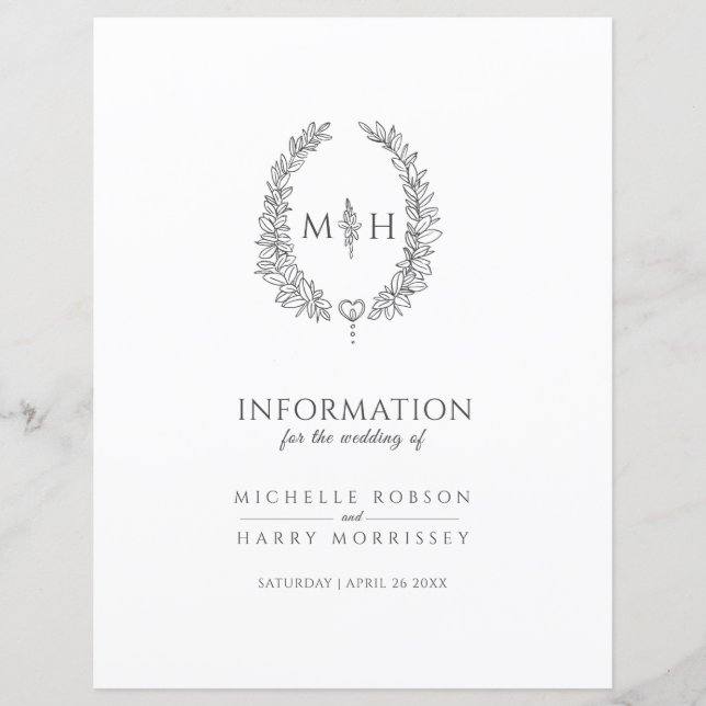 Gris monogramme couronne mariage informations sur  (Devant)