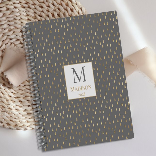 Gris Monogramme Moderne Tendance Goutte de Pluie e (Créateur téléchargé)
