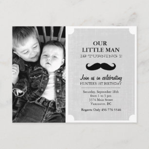 Gris & Mustache noire Photo Premier Invitation d'a