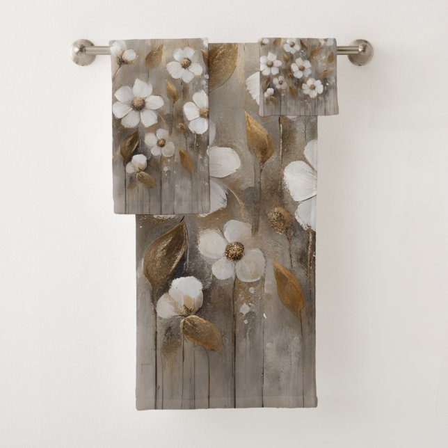 Gris Neutre Or Taupe Floral (En situation)