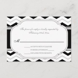 Gris & Noir Chevron Réception de mariage RSVP Cart