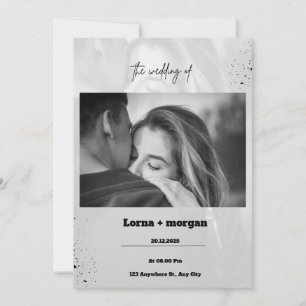 Gris noir Faire-part de mariage simple