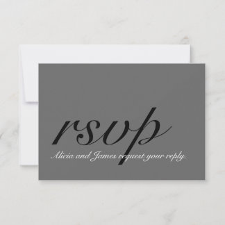 Gris, Noir, Simple RSVP de mariage avec initiale