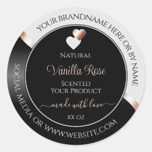 Gris Noir Wavy Rose Gold Hearts Étiquettes de prod