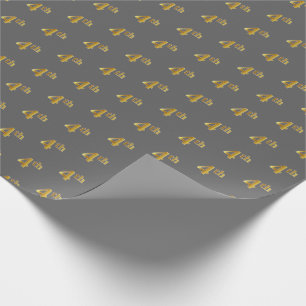 Gris, Papier cadeau imitation or 4ème (Quatrième) 