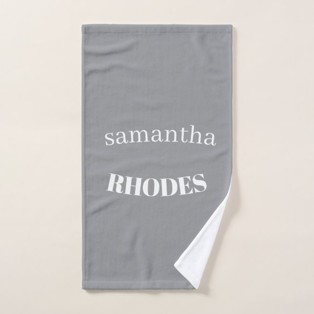 Gris personnalisable monogramme minimaliste (Serviette à main)