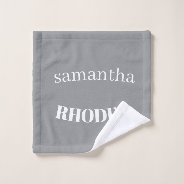 Gris personnalisé monogramme minimaliste (Gant de toilette)