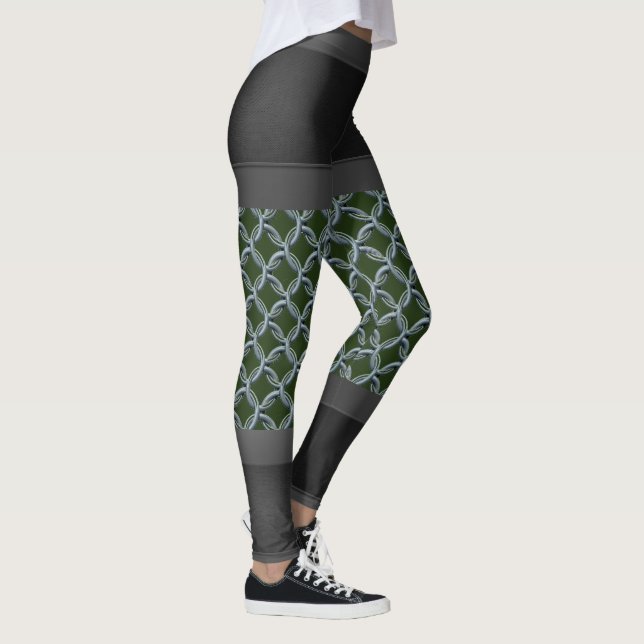 Gris Personnaliser Leggings Chaîne Courrier Couleu (Droite)