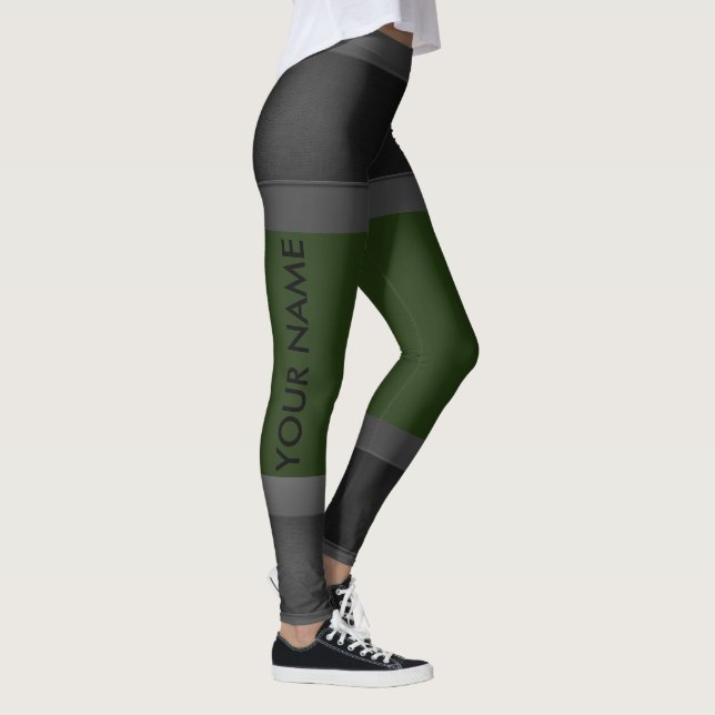 Gris Personnaliser Leggings Vert foncé Couleur per (Droite)