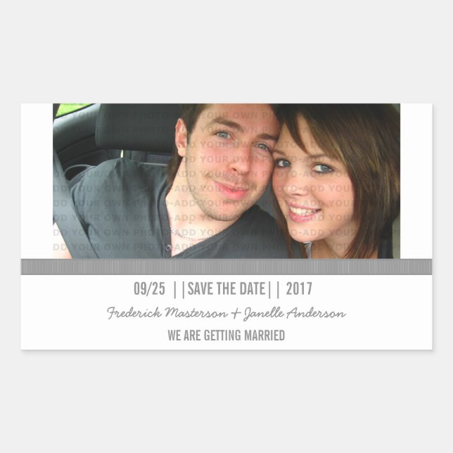 Gris photo moderne Enregistrer les stickers Date (Devant)