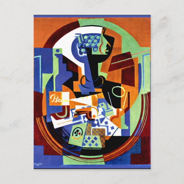 Gris - Plat de fruits et cartes de jeu (Devant)