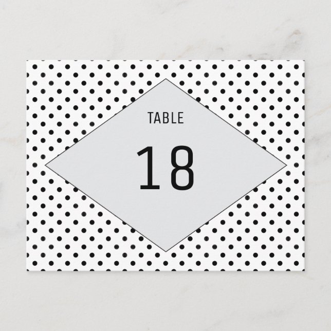 Gris Pois moderne Numéro de table Carte postale (Devant)