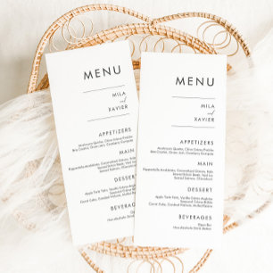 Gris profond et blanc Menu Mariage minimaliste m