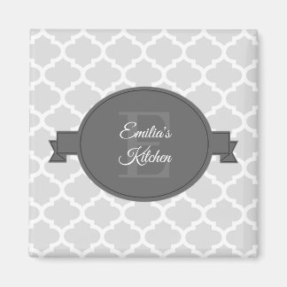 Gris Quatrefoil Magnet personnalisé