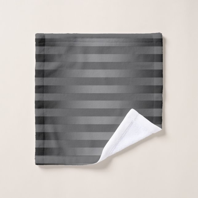 Gris, rayé, dégradé, rayures grises, simple, (Gant de toilette)