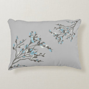 Gris réversible et Coussin d'accents bleu doux