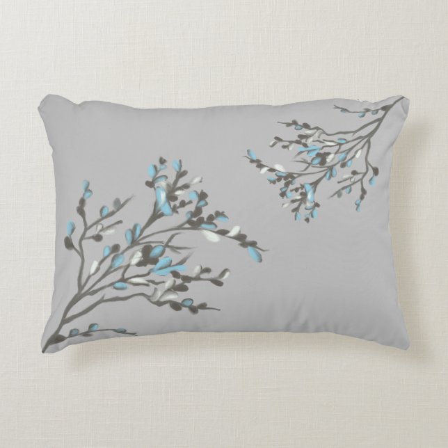 Gris réversible et Coussin d'accents bleu doux (Devant)