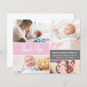 Gris rose doux Baby shower de script moderne Photo