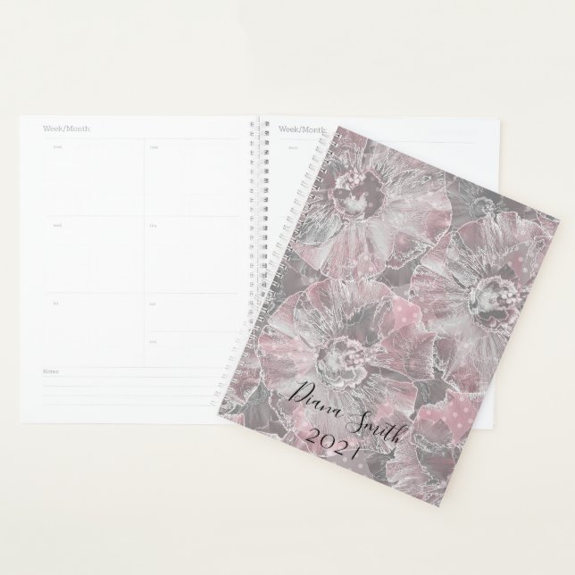 Gris rose, grandes fleurs design (Devant avec enveloppe)